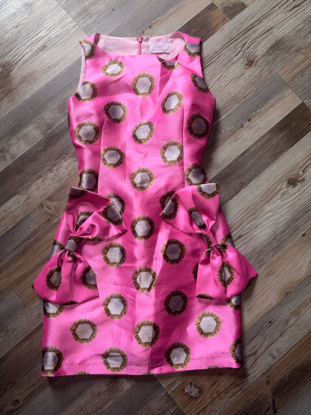 Girls' Pink Floral Bow Party Dress